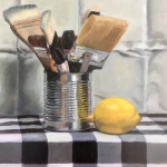 brushes and lemon | 12x12 in